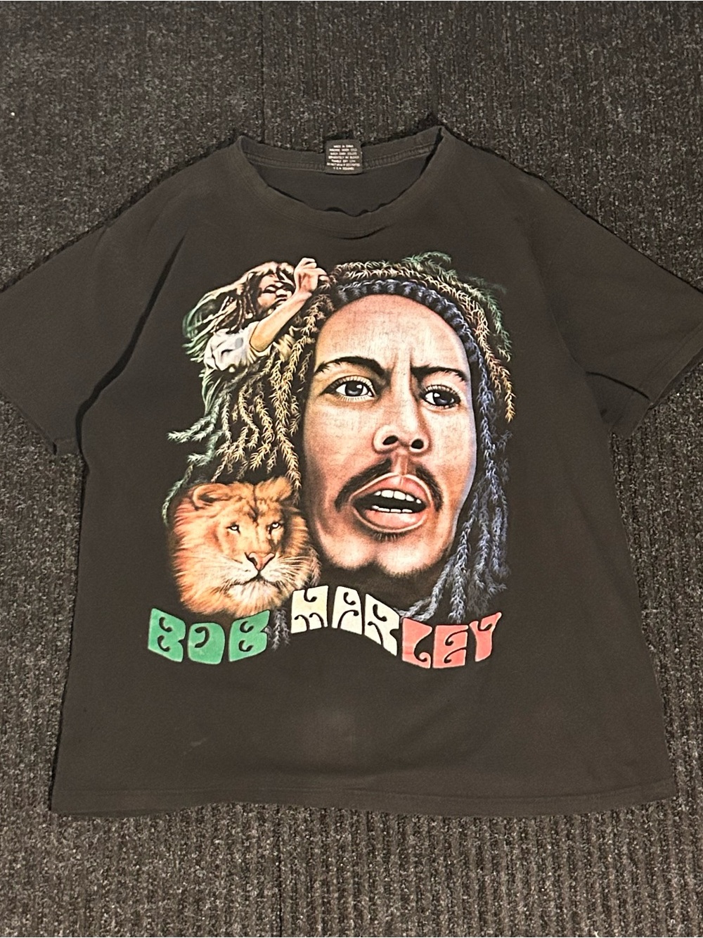 Bob Marley Graphic Tee - Black with Multicolor Print